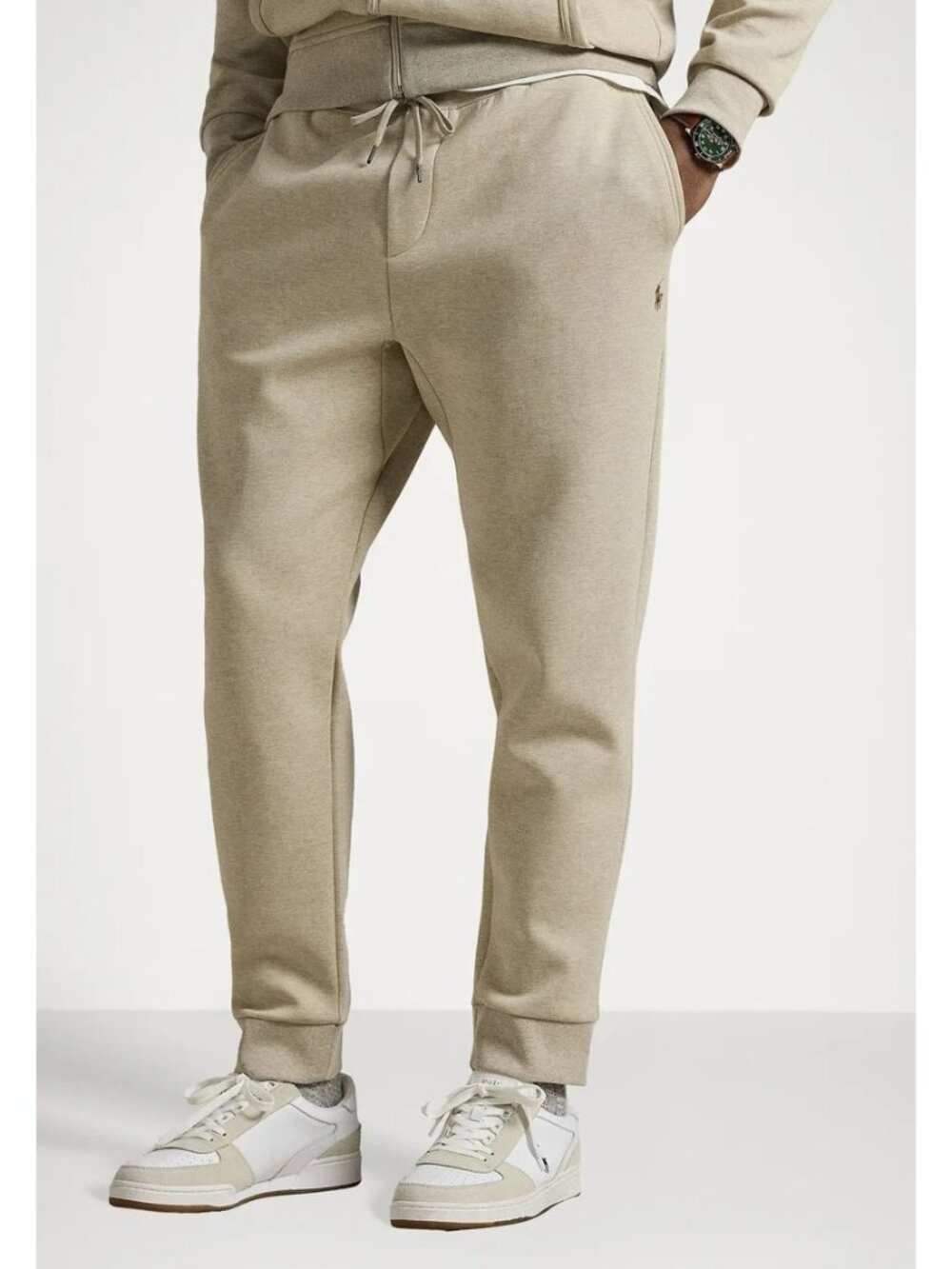 NWT Polo Ralph Lauren Icon Logo Double Knit Jogger Pants Beige Mens Size 3LT